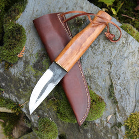 Mittelaltermesser mit Holzgriff & Lederscheide