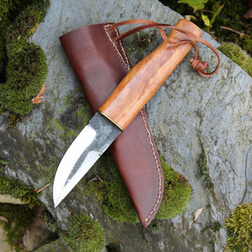 Mittelaltermesser mit Holzgriff & Lederscheide